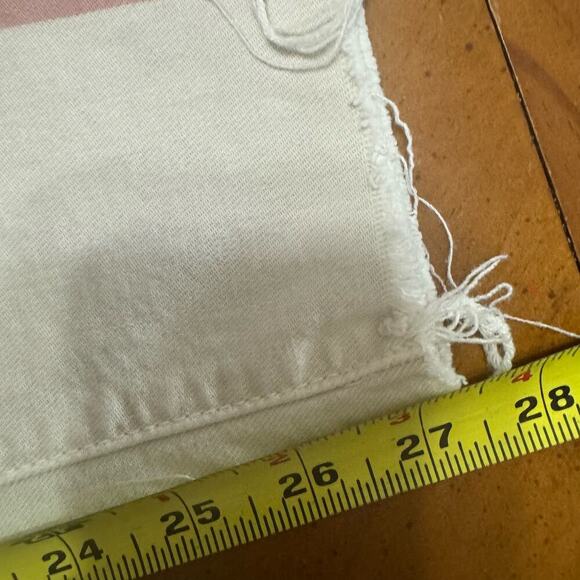 Mother Looker Ankle Fray So Far Gone Jeans Mid Rise White Pink Stripe Size 24 - Picture 13 of 15